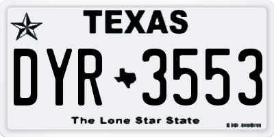 TX license plate DYR3553