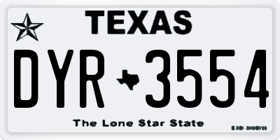 TX license plate DYR3554