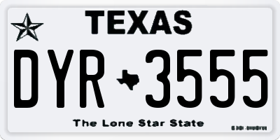 TX license plate DYR3555
