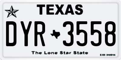 TX license plate DYR3558