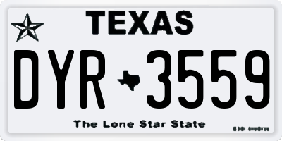 TX license plate DYR3559