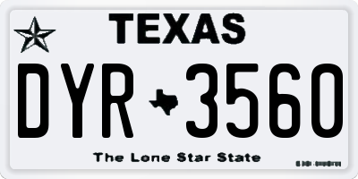 TX license plate DYR3560
