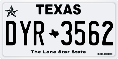 TX license plate DYR3562