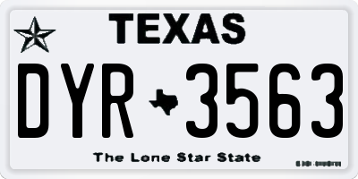 TX license plate DYR3563