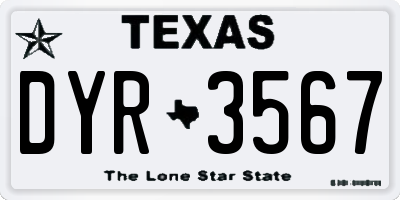 TX license plate DYR3567