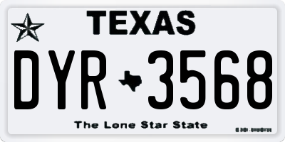 TX license plate DYR3568