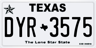 TX license plate DYR3575