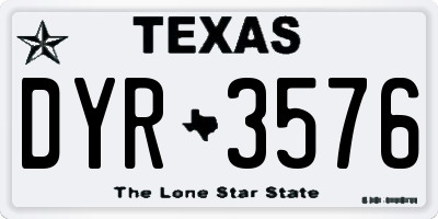 TX license plate DYR3576