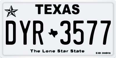 TX license plate DYR3577