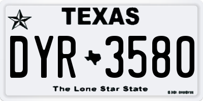 TX license plate DYR3580