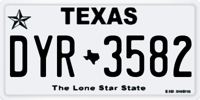 TX license plate DYR3582