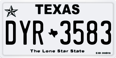 TX license plate DYR3583