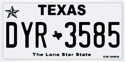 TX license plate DYR3585
