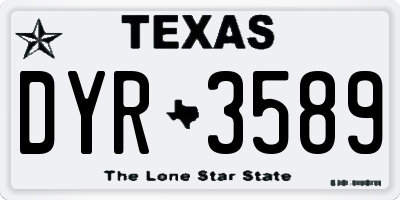 TX license plate DYR3589
