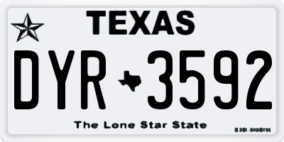 TX license plate DYR3592