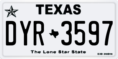 TX license plate DYR3597