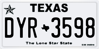 TX license plate DYR3598