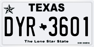 TX license plate DYR3601