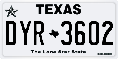 TX license plate DYR3602
