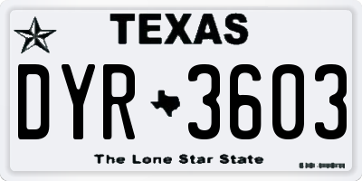 TX license plate DYR3603