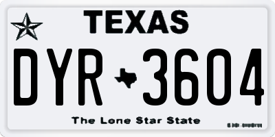 TX license plate DYR3604