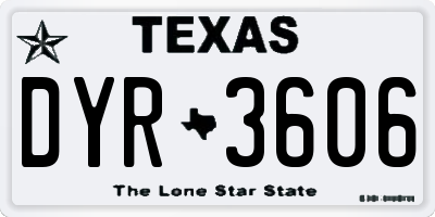 TX license plate DYR3606