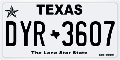 TX license plate DYR3607