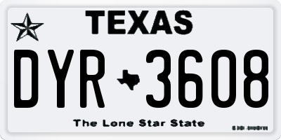 TX license plate DYR3608