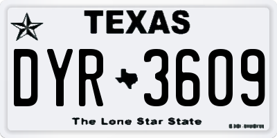TX license plate DYR3609