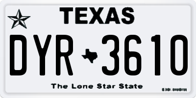TX license plate DYR3610