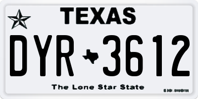 TX license plate DYR3612