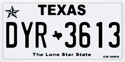 TX license plate DYR3613