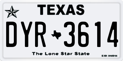 TX license plate DYR3614