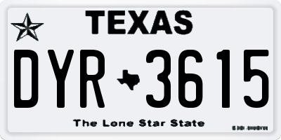 TX license plate DYR3615