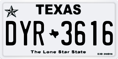 TX license plate DYR3616