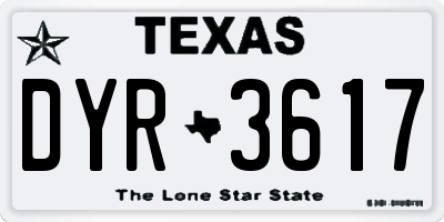 TX license plate DYR3617