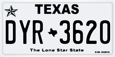 TX license plate DYR3620