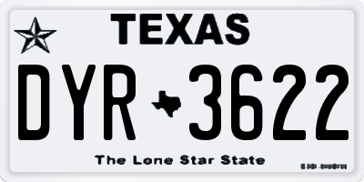TX license plate DYR3622