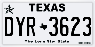 TX license plate DYR3623