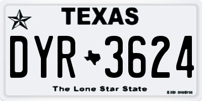 TX license plate DYR3624