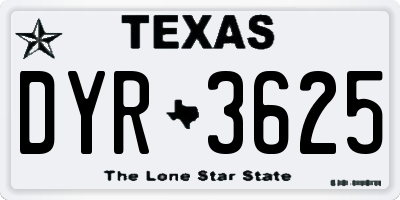TX license plate DYR3625