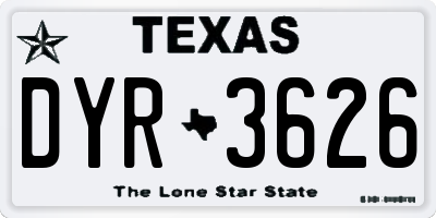 TX license plate DYR3626