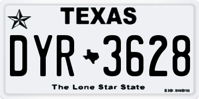 TX license plate DYR3628