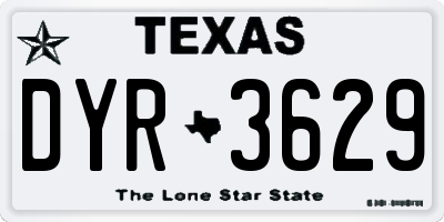 TX license plate DYR3629