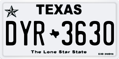 TX license plate DYR3630