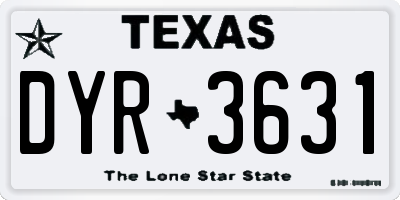 TX license plate DYR3631