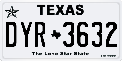 TX license plate DYR3632
