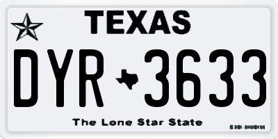 TX license plate DYR3633