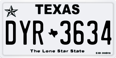 TX license plate DYR3634
