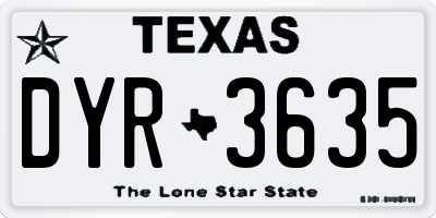 TX license plate DYR3635